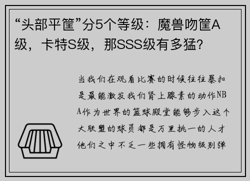 “头部平筐”分5个等级：魔兽吻筐A级，卡特S级，那SSS级有多猛？