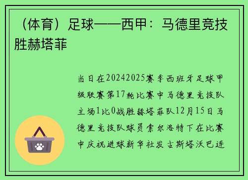 （体育）足球——西甲：马德里竞技胜赫塔菲